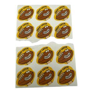 Vintage Scratch n Sniff  12 Stickers Great Catch Football Stinky Sticker